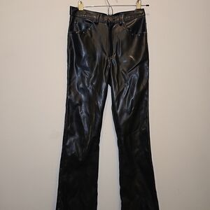 Black Leather Women Jeans